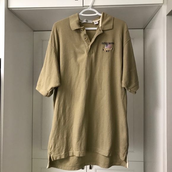 Outer Banks Polo Shirt Men’s Cotton Large Tan - Picture 1 of 5